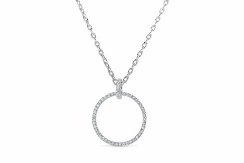 Afarin Necklaces 18K White Gold Diamond Circle Necklace