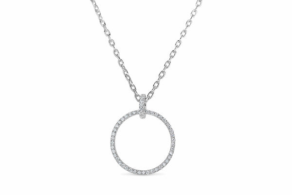 Afarin Necklaces 18K White Gold Diamond Circle Necklace