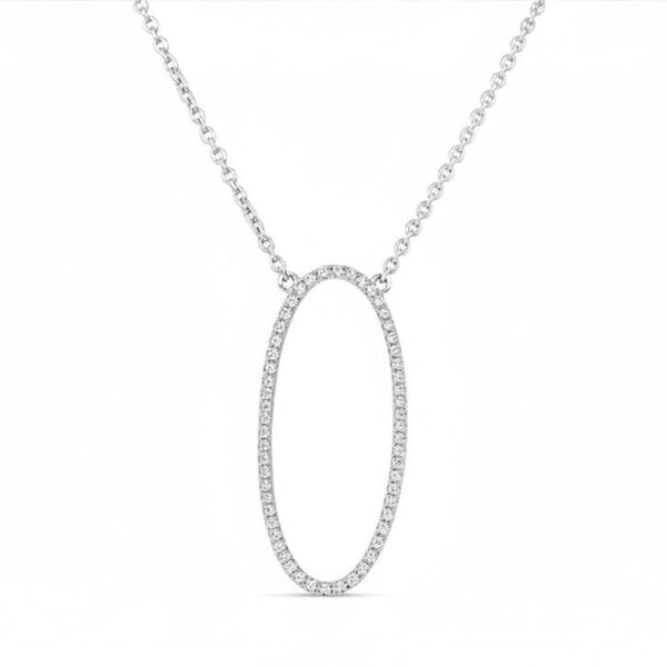 Afarin Necklaces 18K WhiteGold Open Diamond Oval Necklace