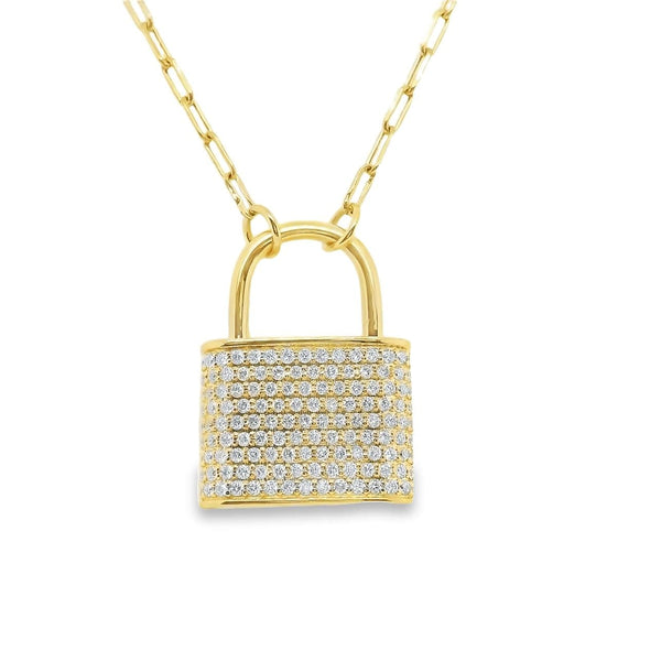 Afarin Necklaces 18K Yellow Gold Diamond Lock Necklace