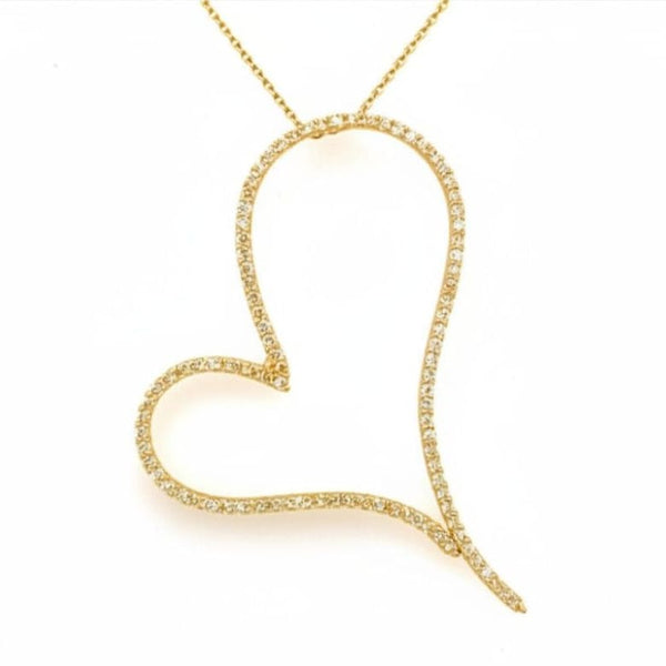 Afarin Necklaces 18K Yellow Gold Open Diamond Heart Necklace