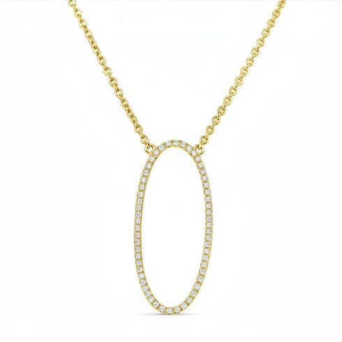Afarin Necklaces 18K Yellow Gold Open Diamond Oval Necklace