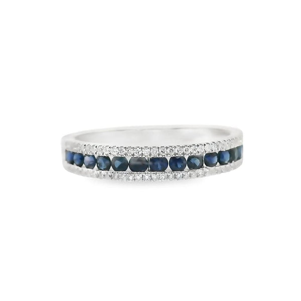 Afarin Rings 18K White Gold Blue Sapphire and Diamond Band