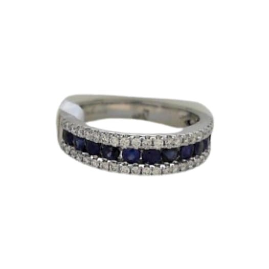Afarin Rings 18K White Gold Blue Sapphire and Diamond Band