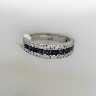 Afarin Rings 18K White Gold Blue Sapphire and Diamond Band