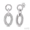 Ashi Earrings Silver Bold Oval Rope Link Diamond Earrings