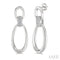 Ashi Earrings Silver Bold Oval Shape Link Diamond Earrings