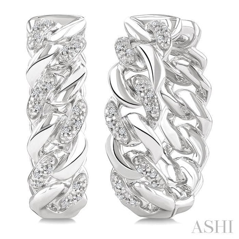 Ashi Earrings Silver Curb & Cuban Diamond Hoop Earrings