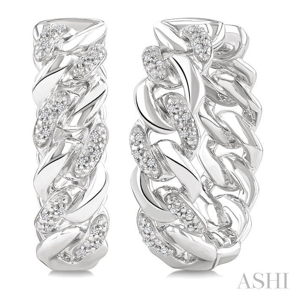 Ashi Earrings Silver Curb & Cuban Diamond Hoop Earrings