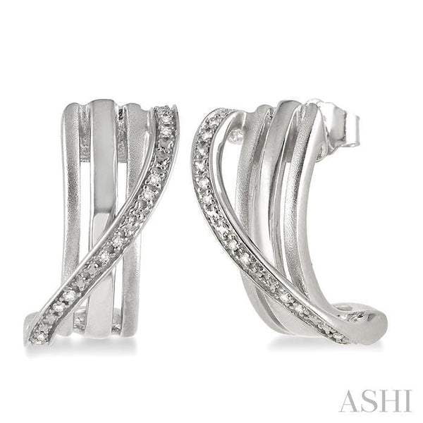 Ashi Earrings Silver Diamond Fashion Half Hoop Earrings