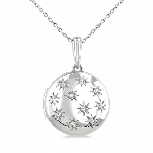 Ashi Necklaces Silver Bold Circle Diamond Fashion Pendant