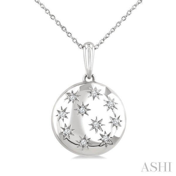 Ashi Necklaces Silver Bold Circle Diamond Fashion Pendant