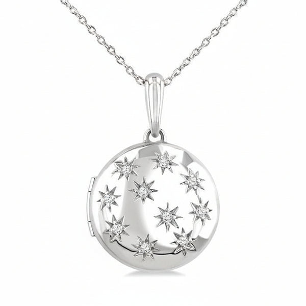 Ashi Necklaces Silver Bold Circle Diamond Fashion Pendant