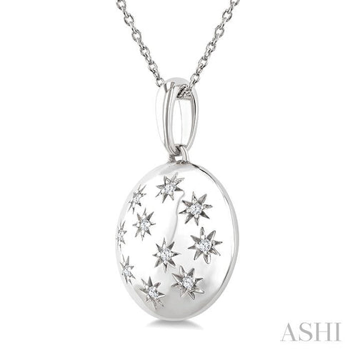Ashi Necklaces Silver Bold Circle Diamond Fashion Pendant
