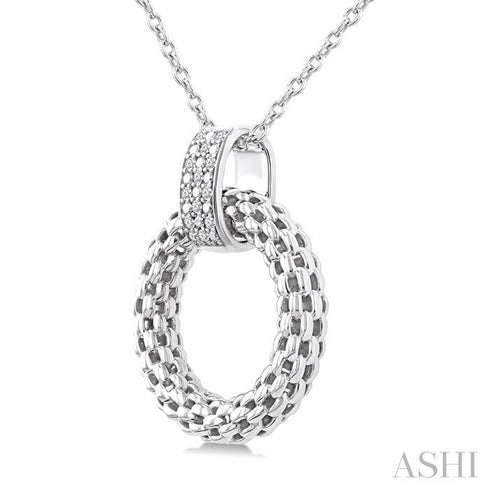 Ashi Necklaces Silver Bold Circle Diamond Pendant