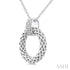 Ashi Necklaces Silver Bold Circle Diamond Pendant
