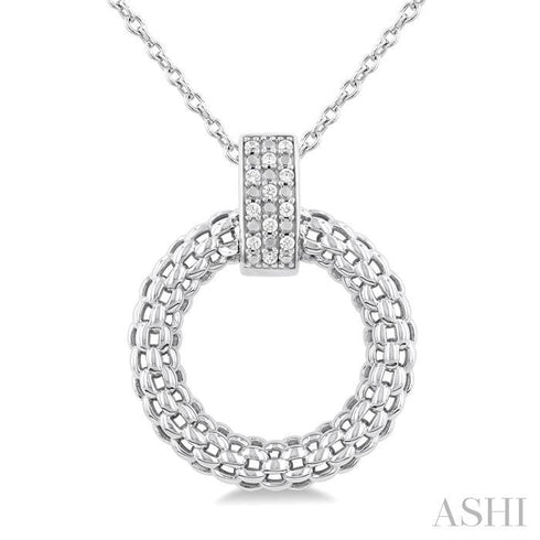 Ashi Necklaces Silver Bold Circle Diamond Pendant
