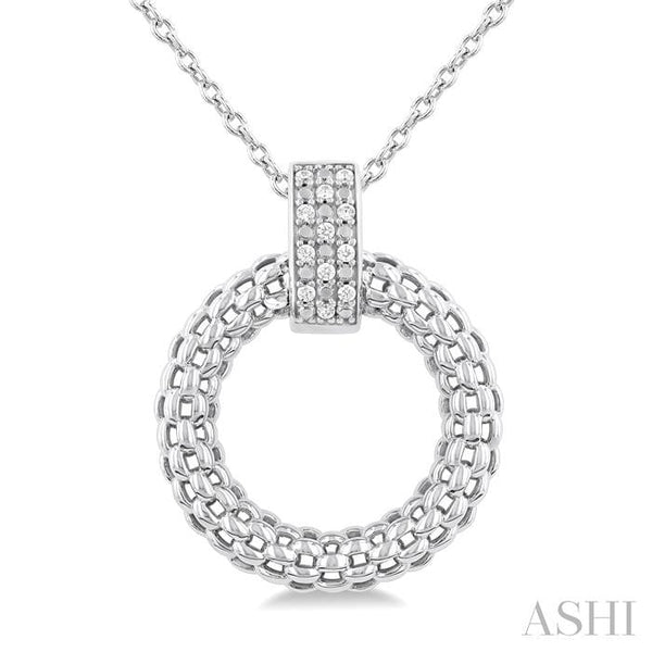 Ashi Necklaces Silver Bold Circle Diamond Pendant