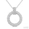 Ashi Necklaces Silver Bold Circle Diamond Pendant