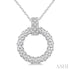 Ashi Necklaces Silver Bold Circle Diamond Pendant