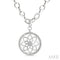 Ashi Necklaces Silver Circle Floral Medallion Diamond Fashion Pendant