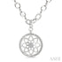 Ashi Necklaces Silver Circle Floral Medallion Diamond Fashion Pendant