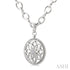 Ashi Necklaces Silver Circle Floral Medallion Diamond Fashion Pendant