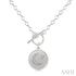 Ashi Necklaces Silver Crescent Moon & Star Toggle Diamond Fashion Necklace