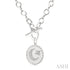 Ashi Necklaces Silver Crescent Moon & Star Toggle Diamond Fashion Necklace