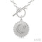 Ashi Necklaces Silver Crescent Moon & Star Toggle Diamond Fashion Necklace