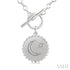 Ashi Necklaces Silver Crescent Moon & Star Toggle Diamond Fashion Necklace