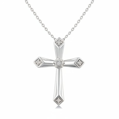 Ashi Necklaces Silver Cross Diamond Fashion Pendant