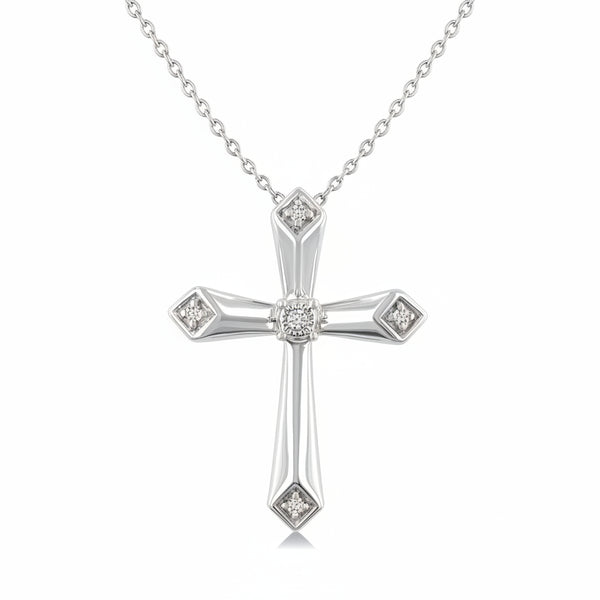 Ashi Necklaces Silver Cross Diamond Fashion Pendant