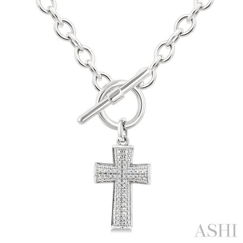 Ashi Necklaces Silver Cross Toggle Diamond Fashion Necklace