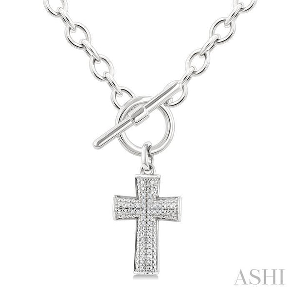 Ashi Necklaces Silver Cross Toggle Diamond Fashion Necklace