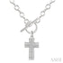 Ashi Necklaces Silver Cross Toggle Diamond Fashion Necklace