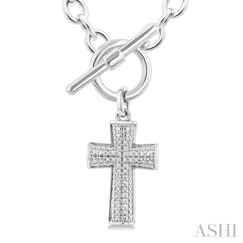 Ashi Necklaces Silver Cross Toggle Diamond Fashion Necklace