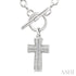 Ashi Necklaces Silver Cross Toggle Diamond Fashion Necklace