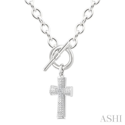 Ashi Necklaces Silver Cross Toggle Diamond Fashion Necklace