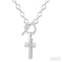 Ashi Necklaces Silver Cross Toggle Diamond Fashion Necklace