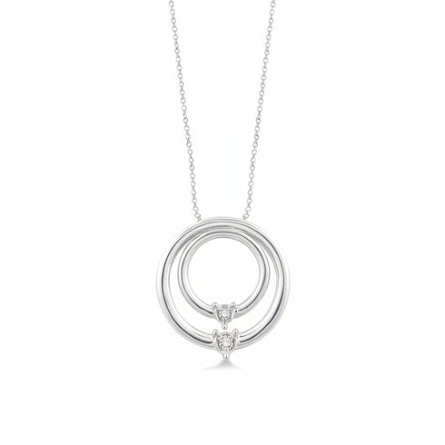 Ashi Necklaces Sterling Silver Circle Diamond Pendant