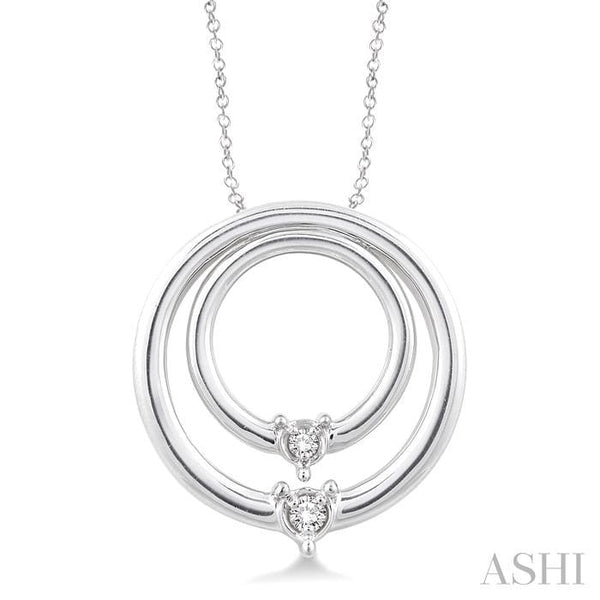 Ashi Necklaces Sterling Silver Circle Diamond Pendant