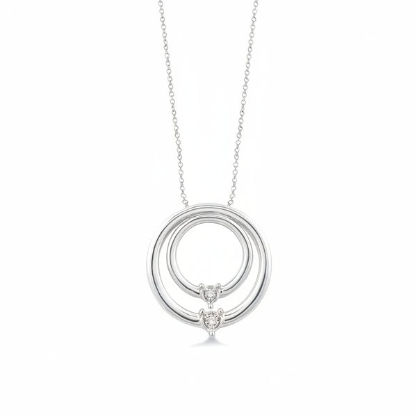 Ashi Necklaces Sterling Silver Circle Diamond Pendant