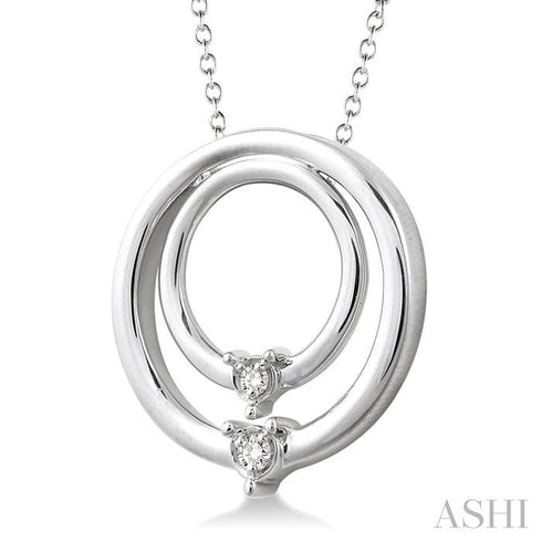 Ashi Necklaces Sterling Silver Circle Diamond Pendant