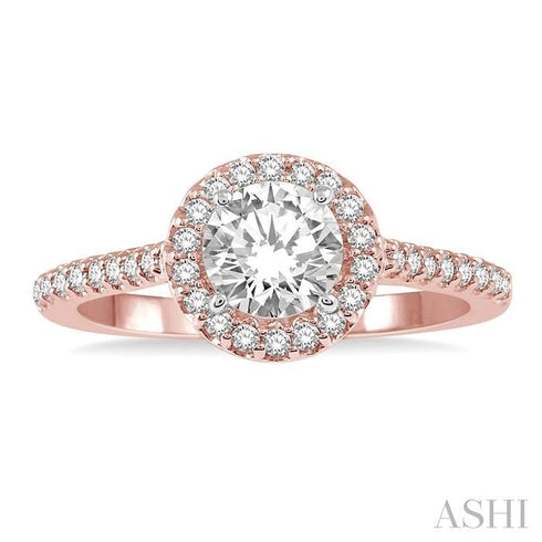 Ashi Rings 14K Rose Gold .25ct Round Center Halo Diamond Engagement Ring