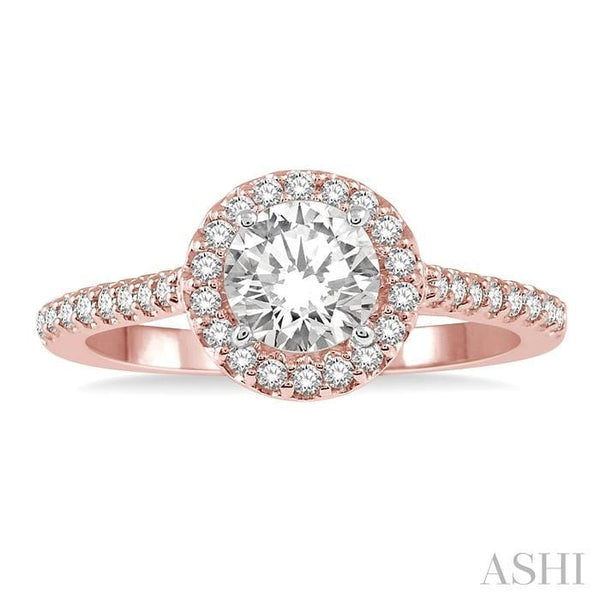 Ashi Rings 14K Rose Gold .25ct Round Center Halo Diamond Engagement Ring