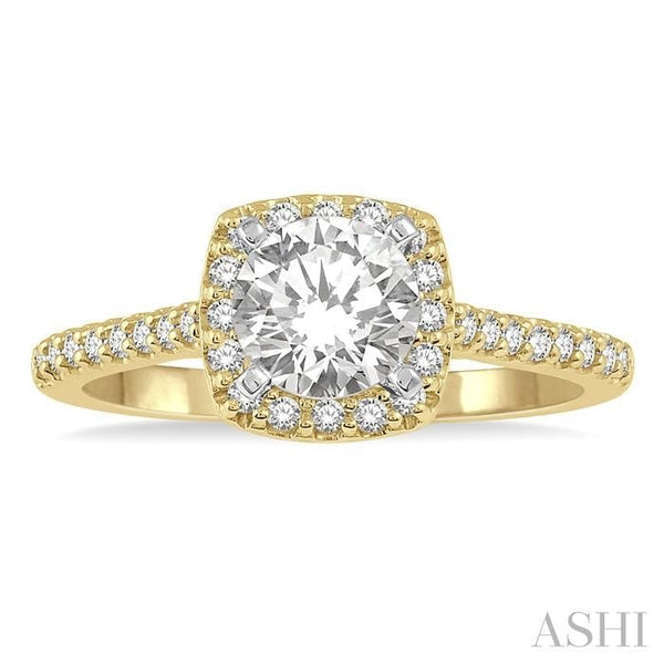 Ashi Rings 14K Yellow Gold .25ct Round Center Halo Diamond Engagement Ring