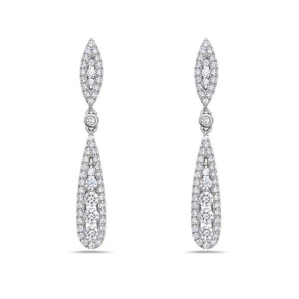 Bassali Earrings 14K White Gold Diamond Dangle Earrings