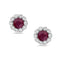 Bassali Earrings 14K White Gold Ruby & Diamond Halo Stud Earrings