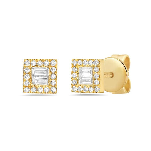 Bassali Earrings 14K Yellow Gold Diamond Stud Earrings